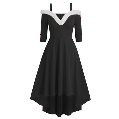 Women's Deep V Strapless Swing Dress