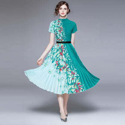 Printed Dress Pleated Fashion