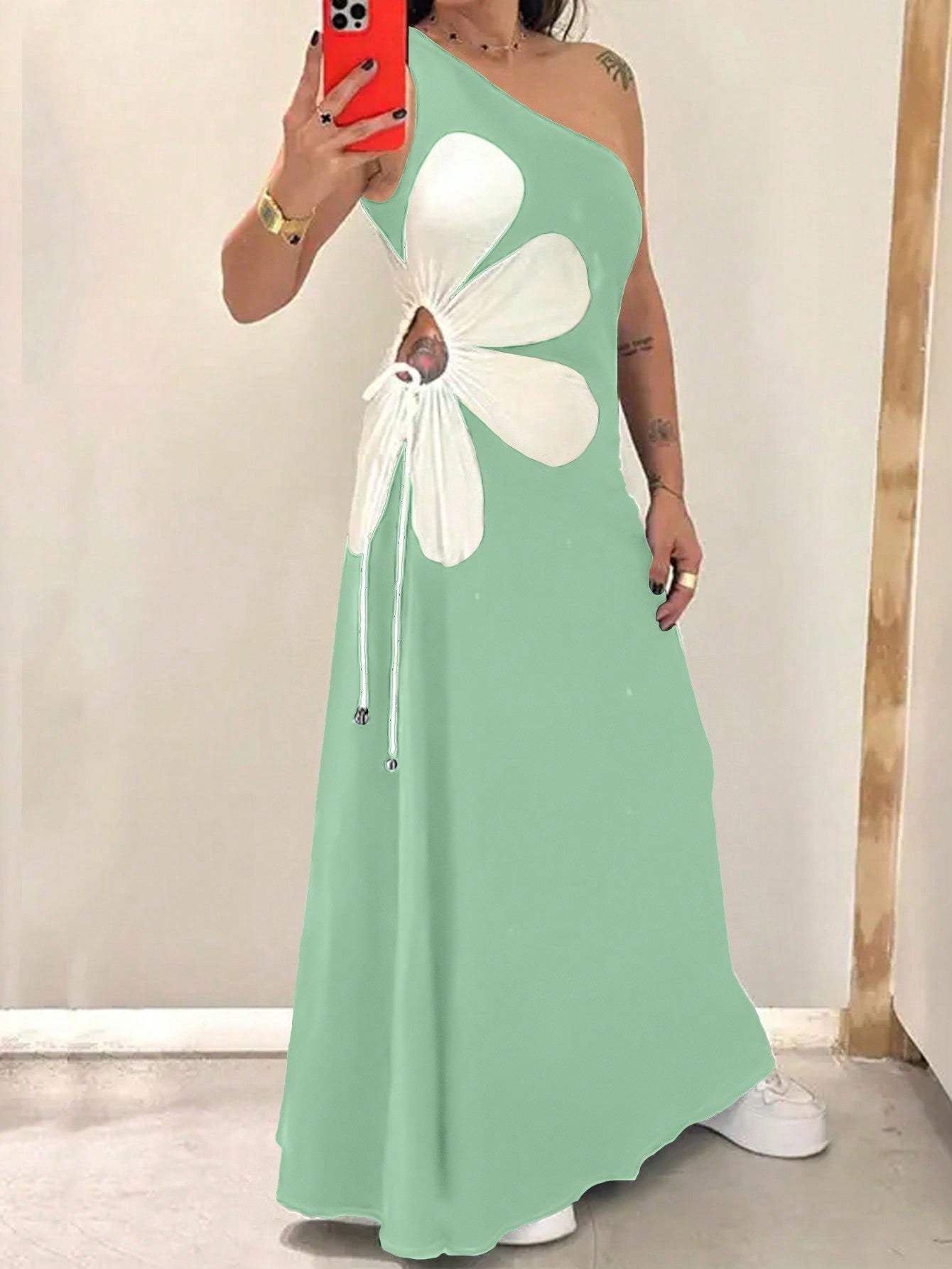 Flower Off-the-shoulder Sling Dress