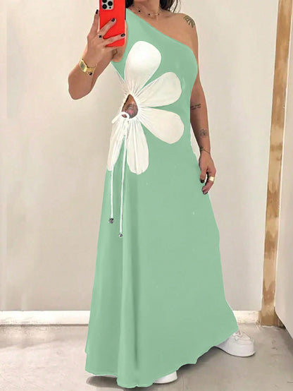 Flower Off-the-shoulder Sling Dress