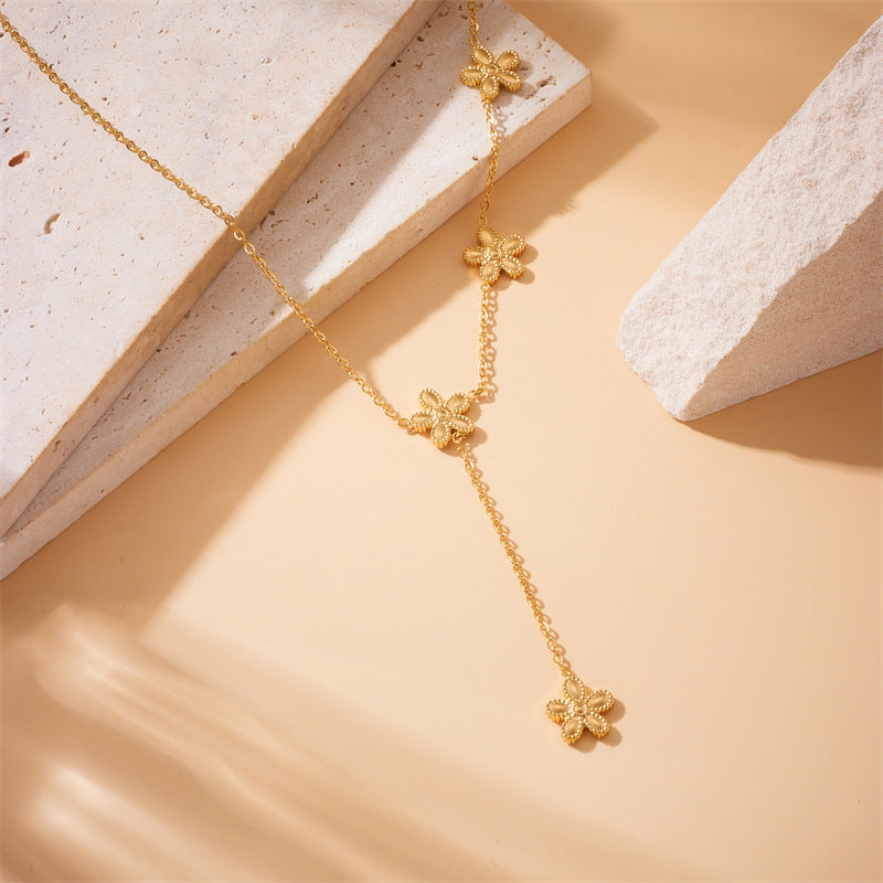 Gold-plated Stainless Steel Flower Necklace