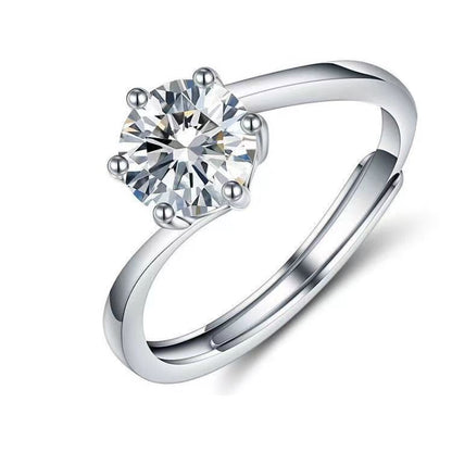 Moissanite Classic Six-claw 1 Karat Open Ring