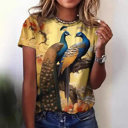 Women's Printed Round Neck Short Sleeve