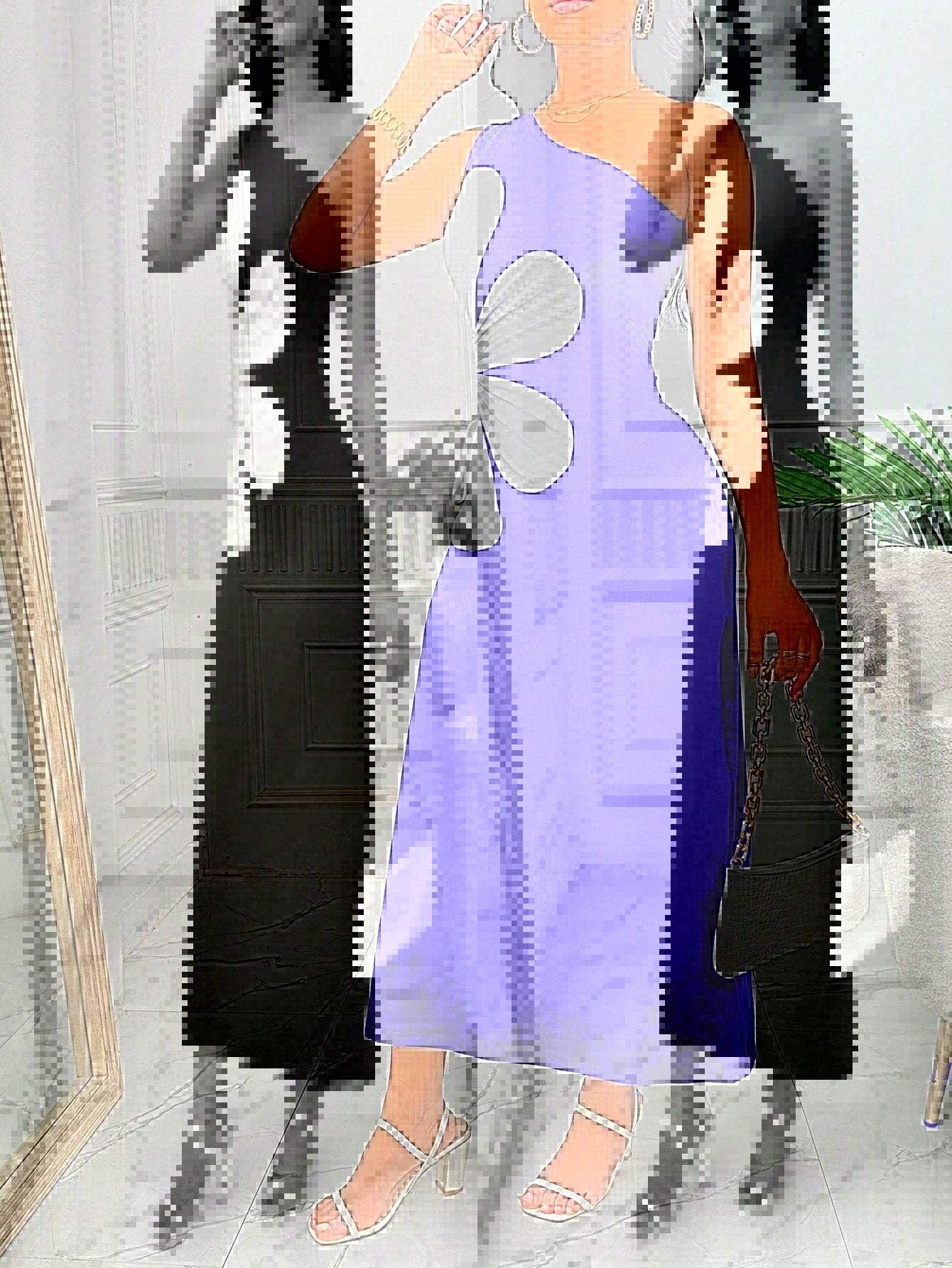 Flower Off-the-shoulder Sling Dress