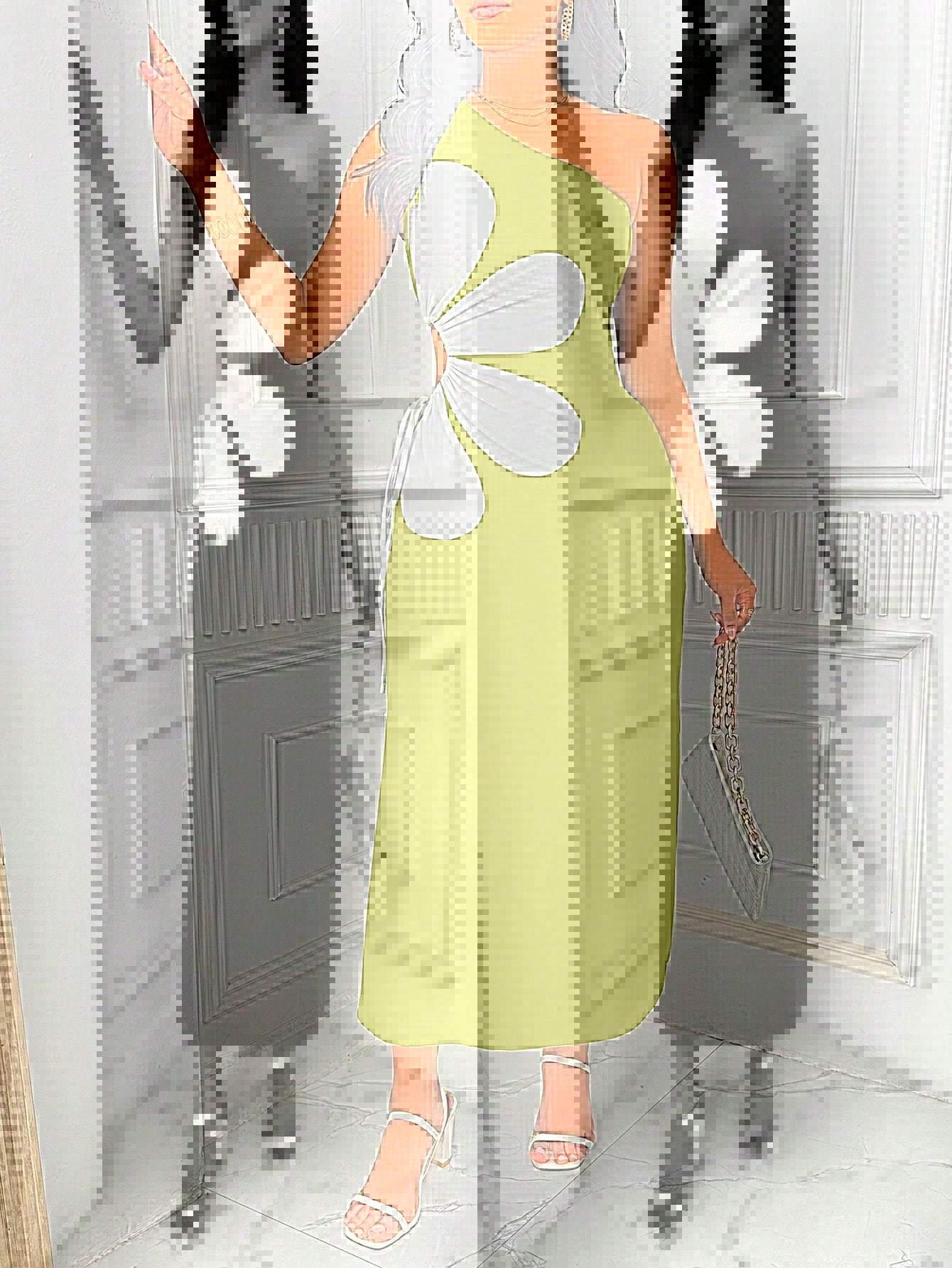 Flower Off-the-shoulder Sling Dress