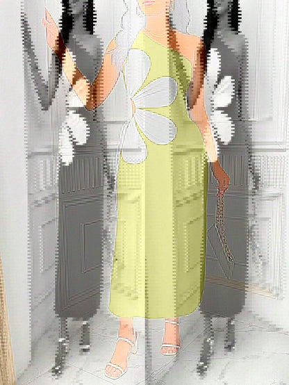 Flower Off-the-shoulder Sling Dress