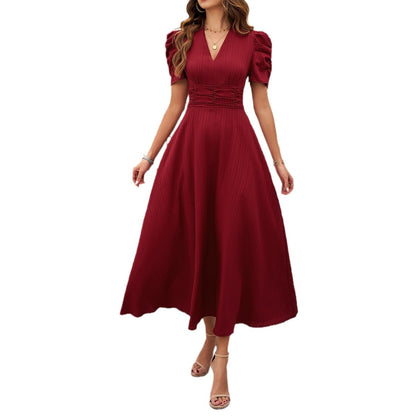 Women's Fashion Elegant Solid Color Waist Tight Dress