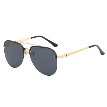 Retro Fashion Metal Sunglasses Half Frame Double Beam Sunglasses