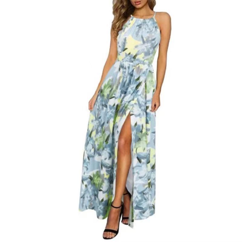 Beach Sleeveless Halter Strap Printing Dress