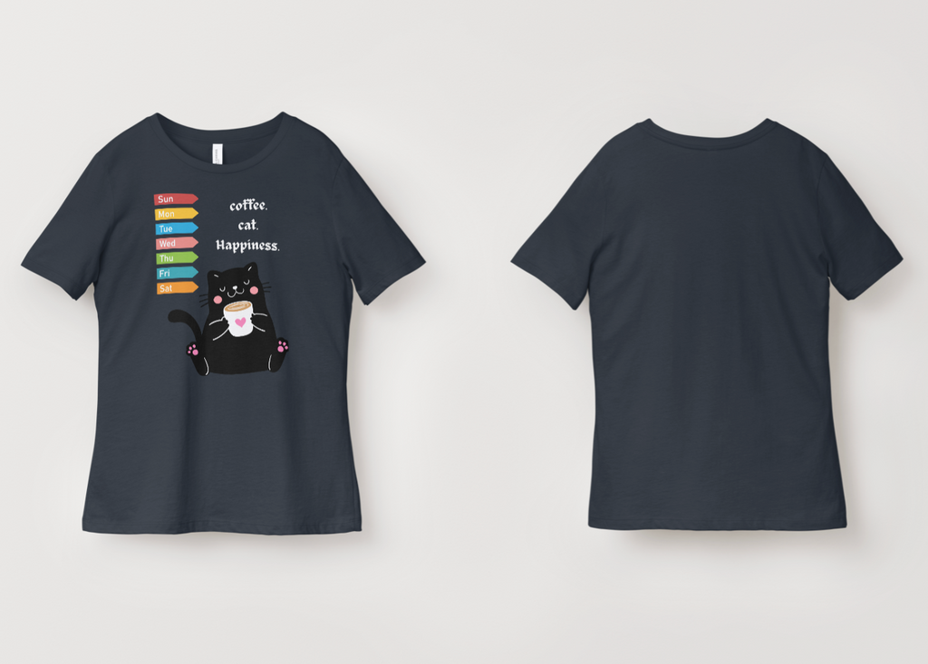 Coffee. Cats. Happiness. – Cute Cat Coffee Lover Unisex Graphic T-Shirt