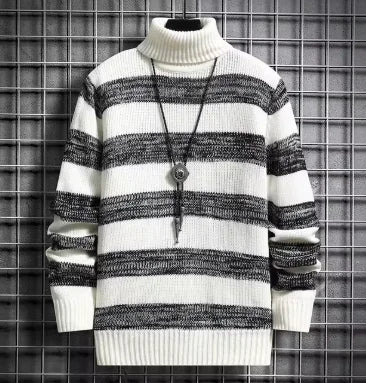 Stripe Fit High-Neck Sweater