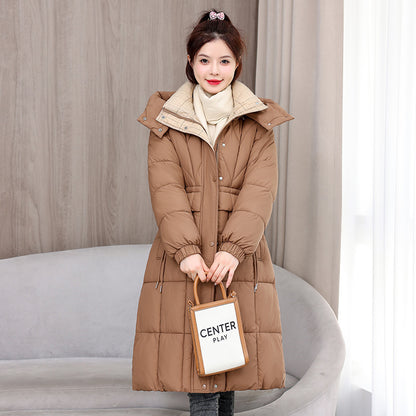 Waist-tight Mid-length Below The Knee Slimming Cotton Coat