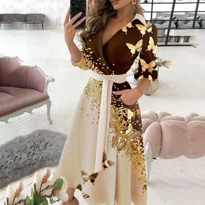 Women Elegant Butterfly Starlight Print Dress