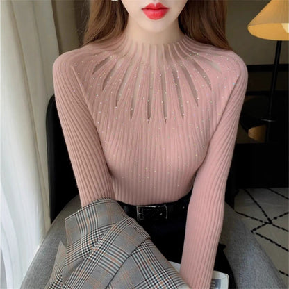 All-match Lace Rhinestone Bottoming Shirt Women