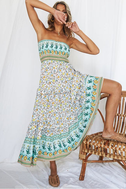 Flower Wrap Breast Flounces Dress