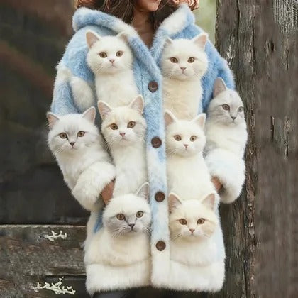 3D-printed Hooded Cardigan Womens Relaxed-fit Outerwear