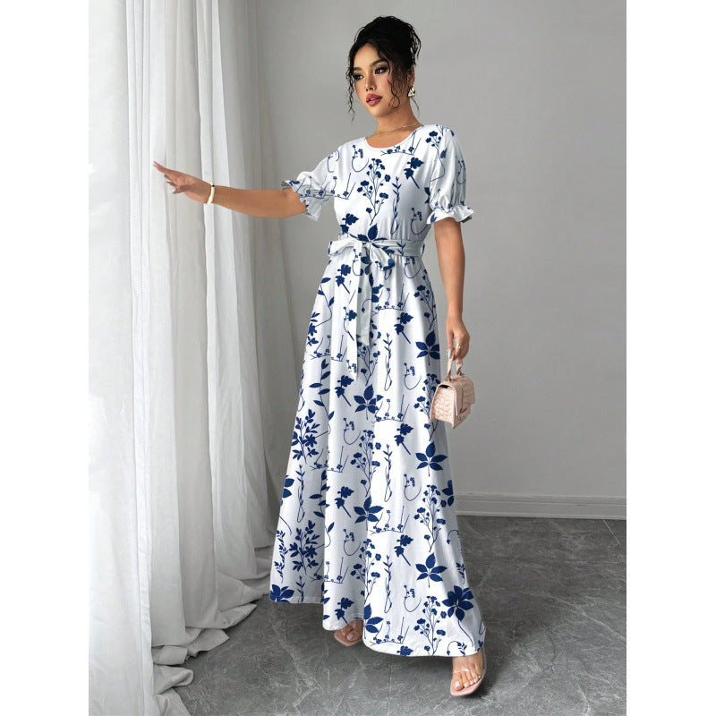 Summer Fashion Short-Sleeve Printed Dress
