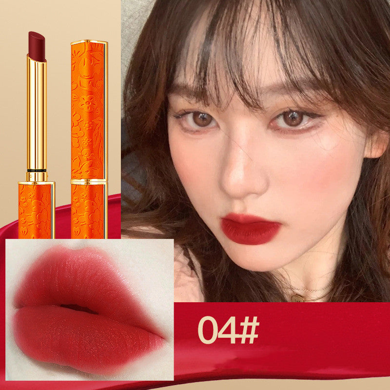 Orange Small Tube Lipstick Suit Matte Non Fading Makeup