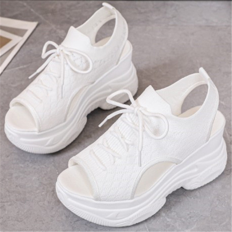 Women's Platform High-heeled Flyknit Wedge Platform Sports Sandals