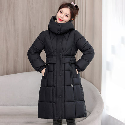 Waist-tight Mid-length Below The Knee Slimming Cotton Coat