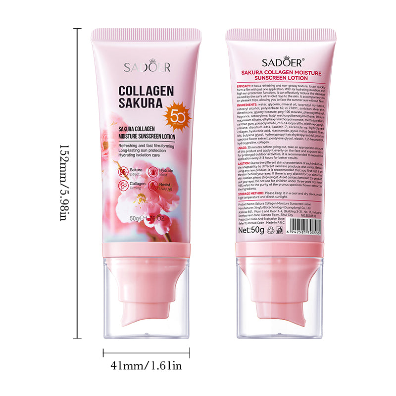 SADOER Cherry Blossom Collagen Moisturizing Sunscreen Lotion 50g