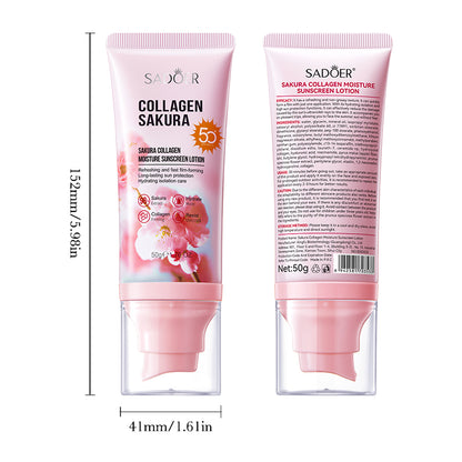SADOER Cherry Blossom Collagen Moisturizing Sunscreen Lotion 50g