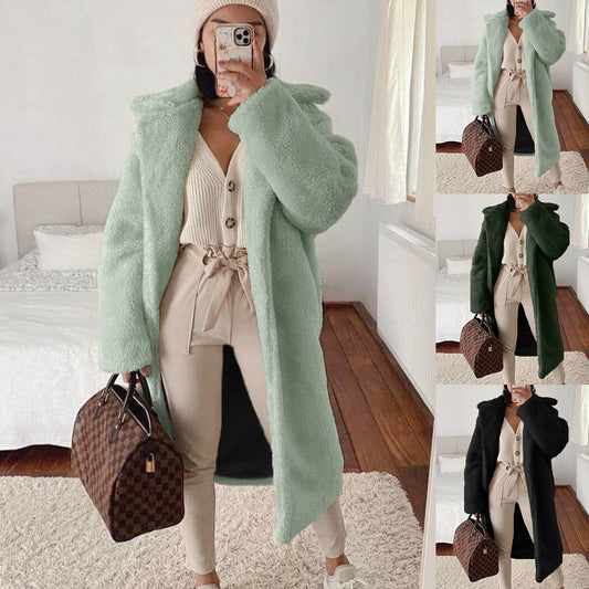 Autumn And Winter Mid Length Faux Fur Coat Women