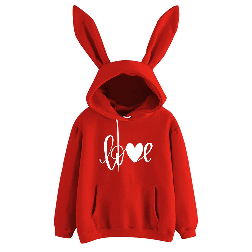 Hooded Sweater Love Loose Casual Top