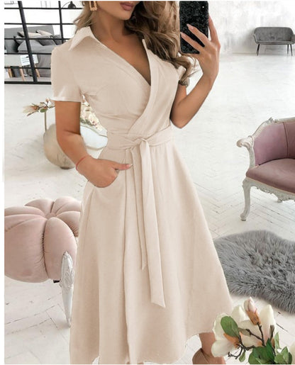 Fashion Long Sleeve V-neck Dress