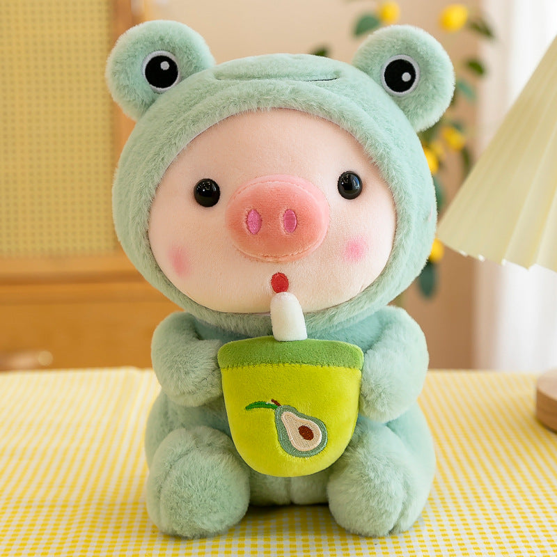 Cute Drinking Milk Tea Pig Plush Toy