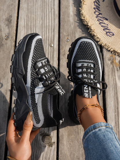 Women's Breathable Lace-up Sneakers Walking Running Casual Shoes