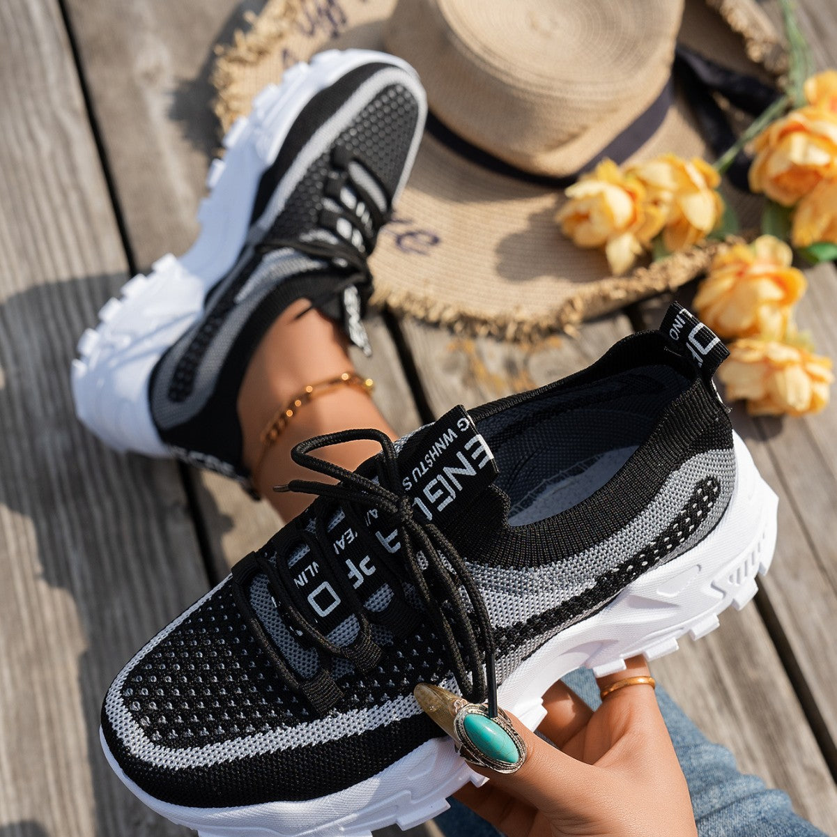 Women's Breathable Lace-up Sneakers Walking Running Casual Shoes