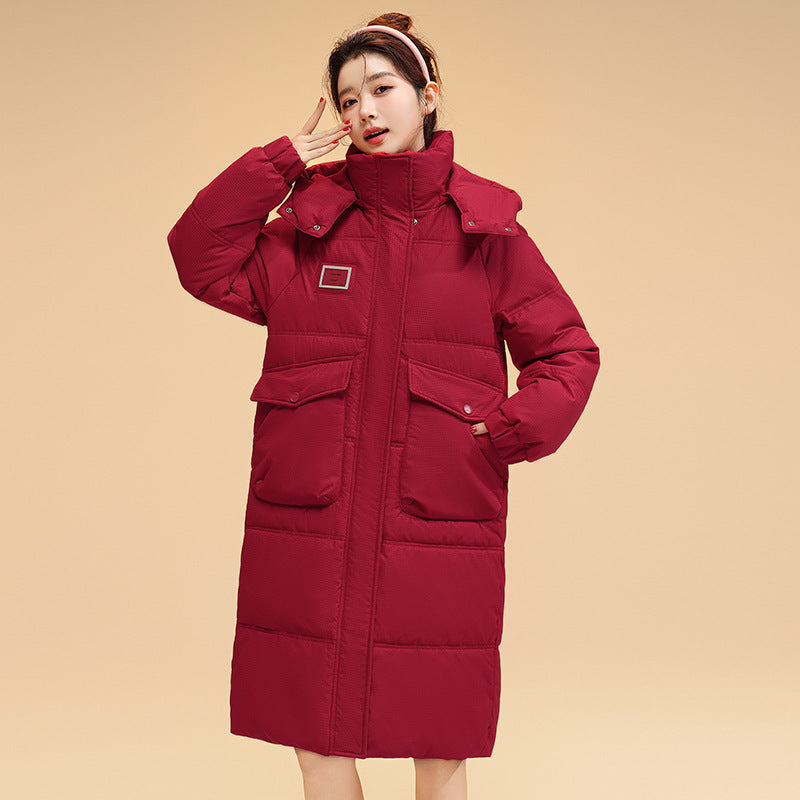 Mid-length Hooded Fashion Cotton-padded Jacket
