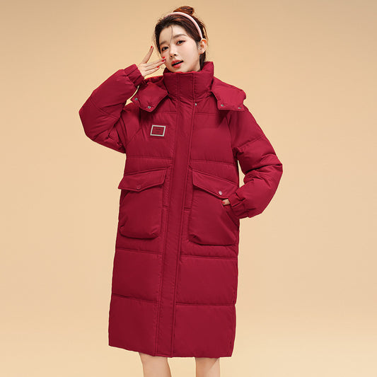 Mid-length Hooded Fashion Cotton-padded Jacket