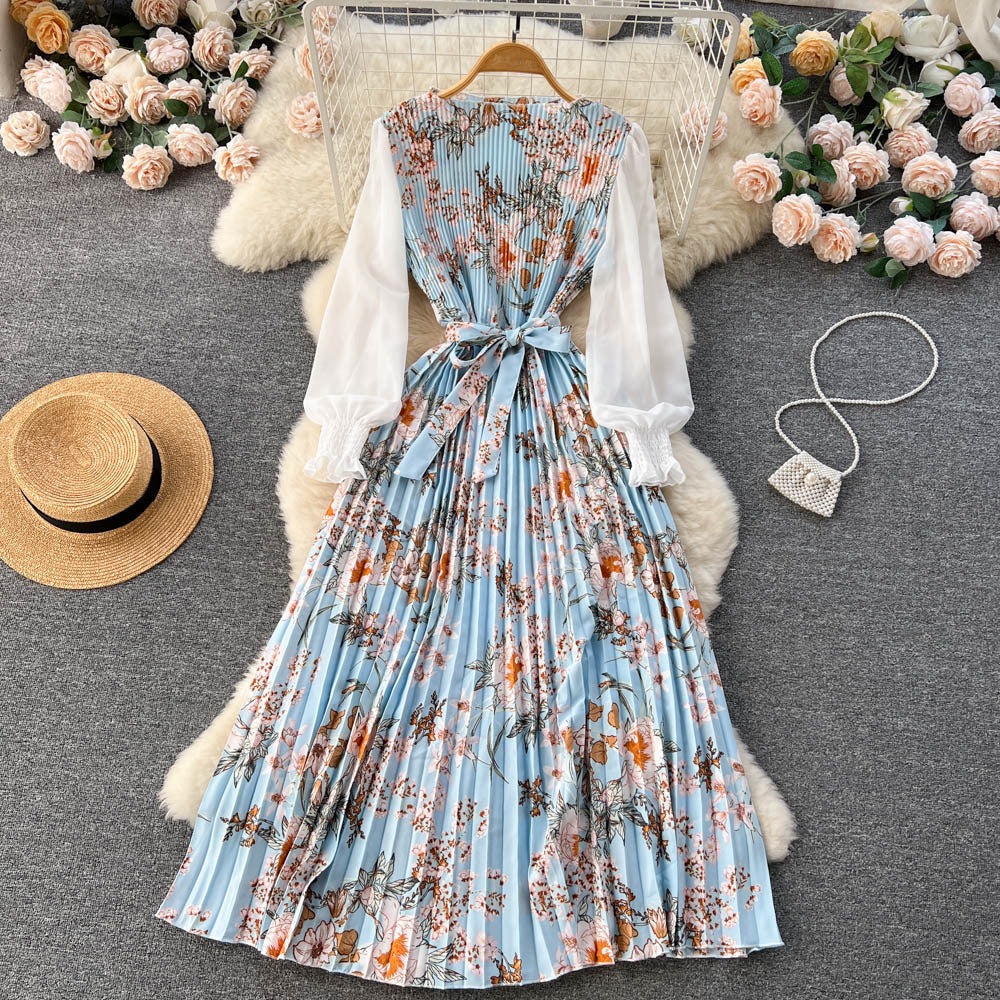 Dress Women's Lace-up Floral Pattern