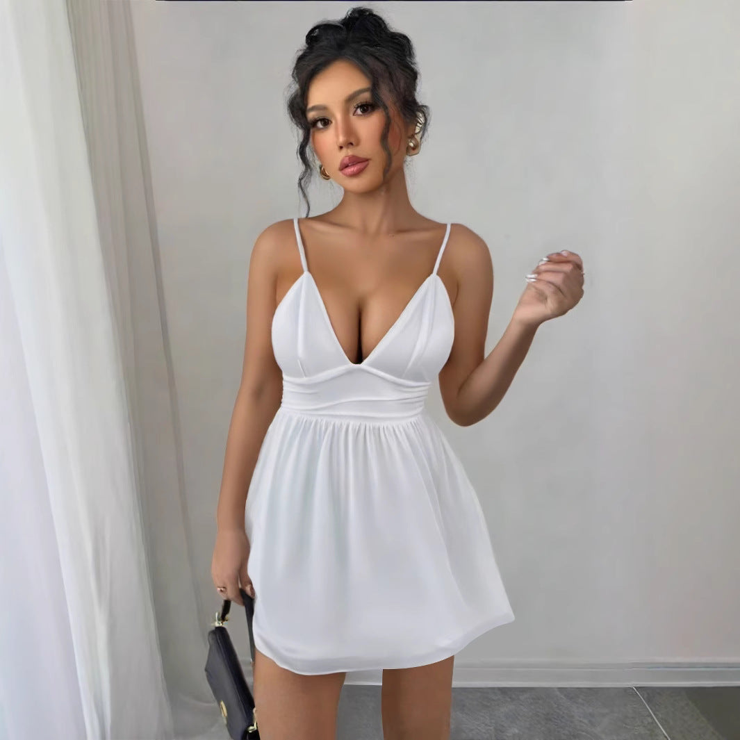 Women's Strap Backless Dress Short Skirt