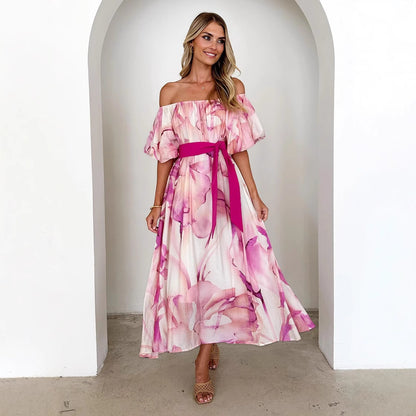 Sleeve Printed Large Swing Dress