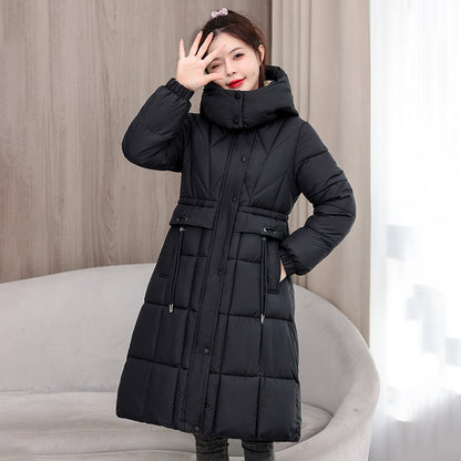Waist-tight Mid-length Below The Knee Slimming Cotton Coat