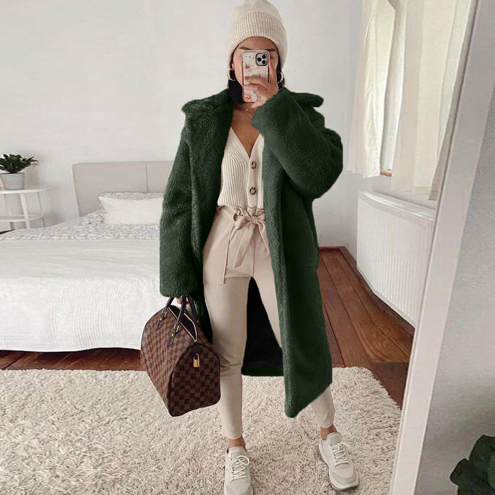 Autumn And Winter Mid Length Faux Fur Coat Women