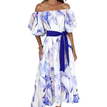 Sleeve Printed Large Swing Dress