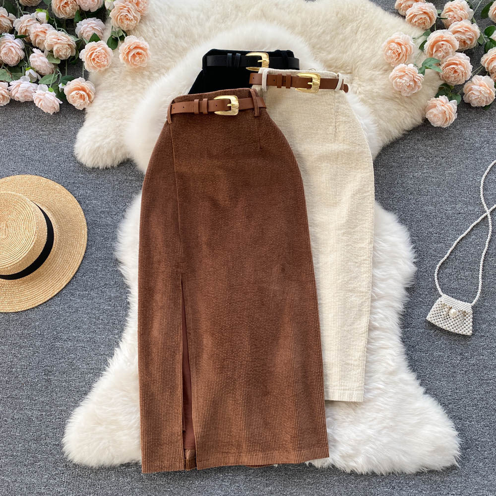 Split Skirt Winter With Sweater Mid-length