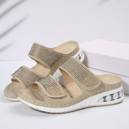 Wedges Sandals Summer Casual Rhinestone Slides