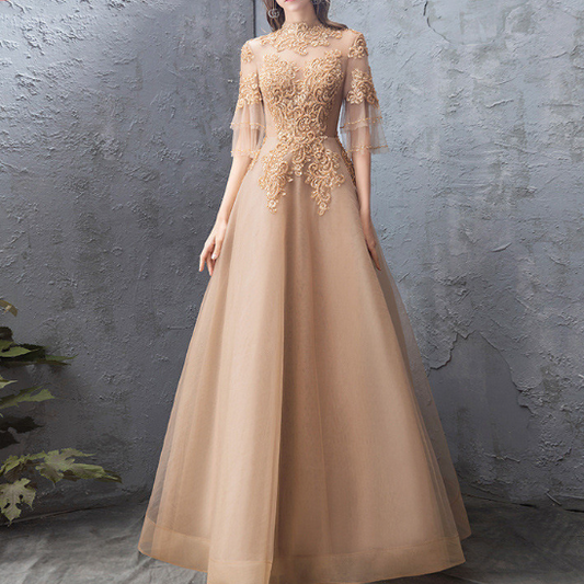 Evening Dress Female Golden dress