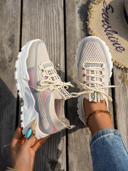 Women's Breathable Lace-up Sneakers Walking Running Casual Shoes