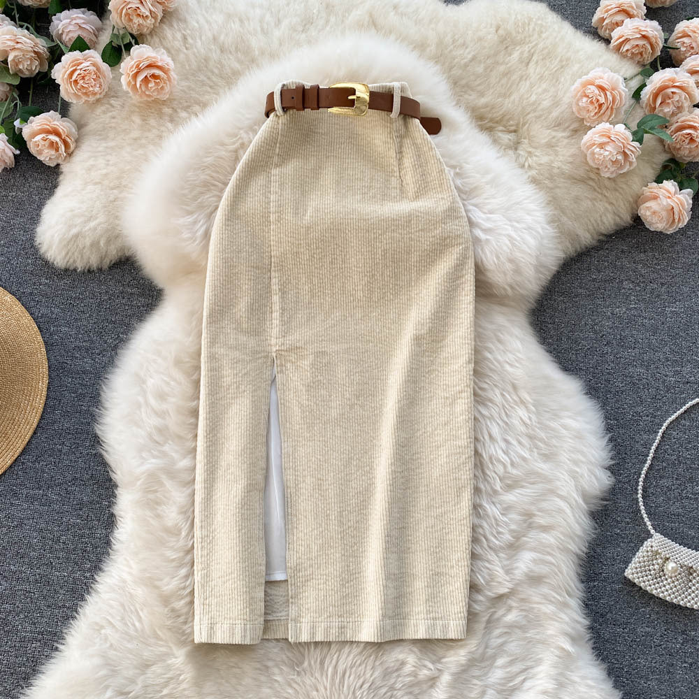 Split Skirt Winter With Sweater Mid-length