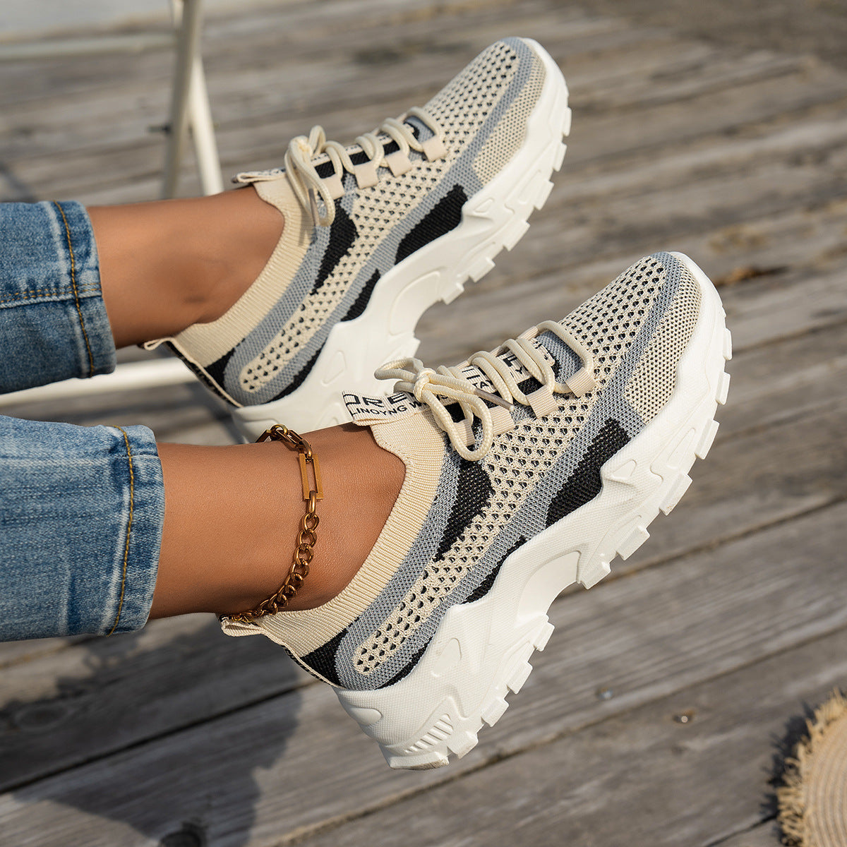 Women's Breathable Lace-up Sneakers Walking Running Casual Shoes