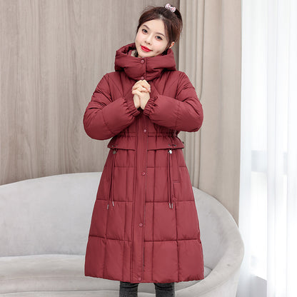Waist-tight Mid-length Below The Knee Slimming Cotton Coat