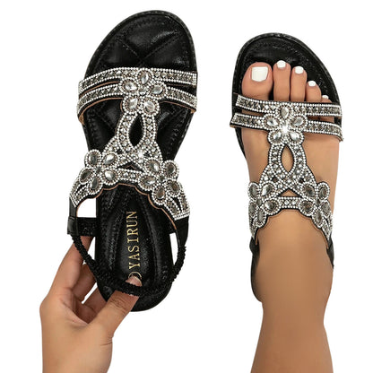 Women's Bohemian Rhinestone Casual Flower Sandals