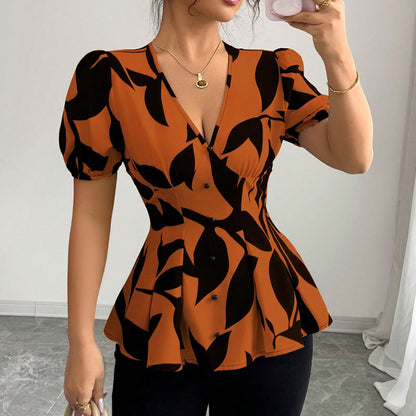 Summer Womens Printed Shirts From Europe And America