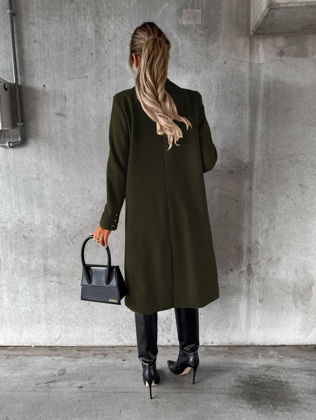 Long Sleeve Coat Winter Fashion Solid Double Breasted Slim Long Jacket Womens Clothing